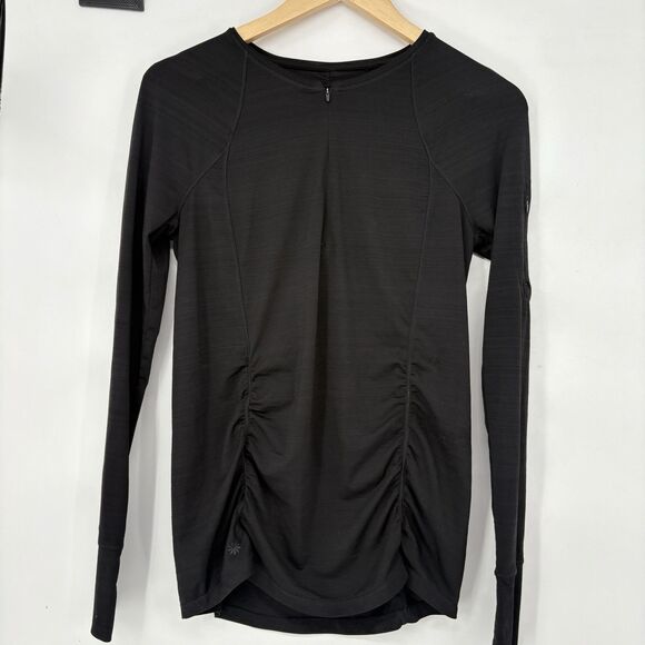 Athleta Long Sleeve Activewear Top With Rouched Sides And Pockets Size Women's M - Picture 1 of 11
